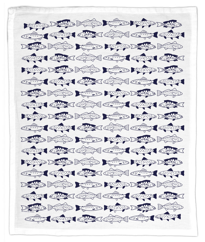 Fish (Navy), Hand Towel
