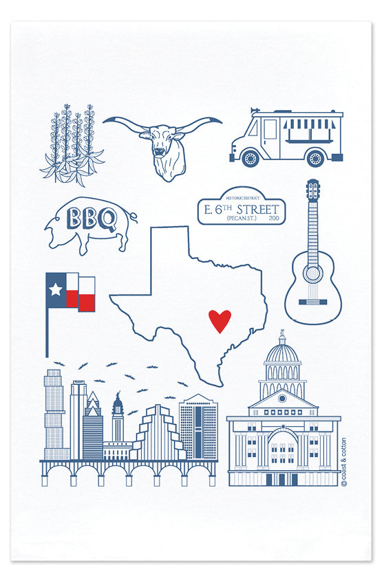 Love My City, Austin, TX, Hand Towel
