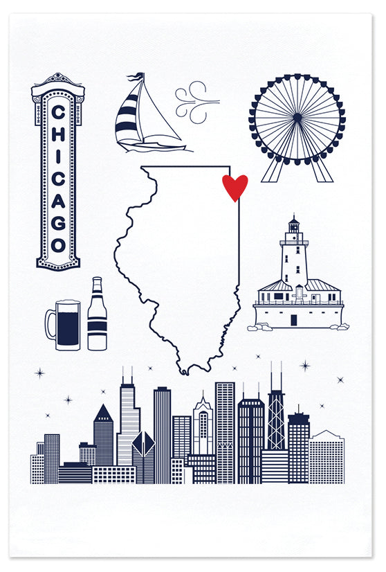 Love My City, Chicago, IL, Hand Towel