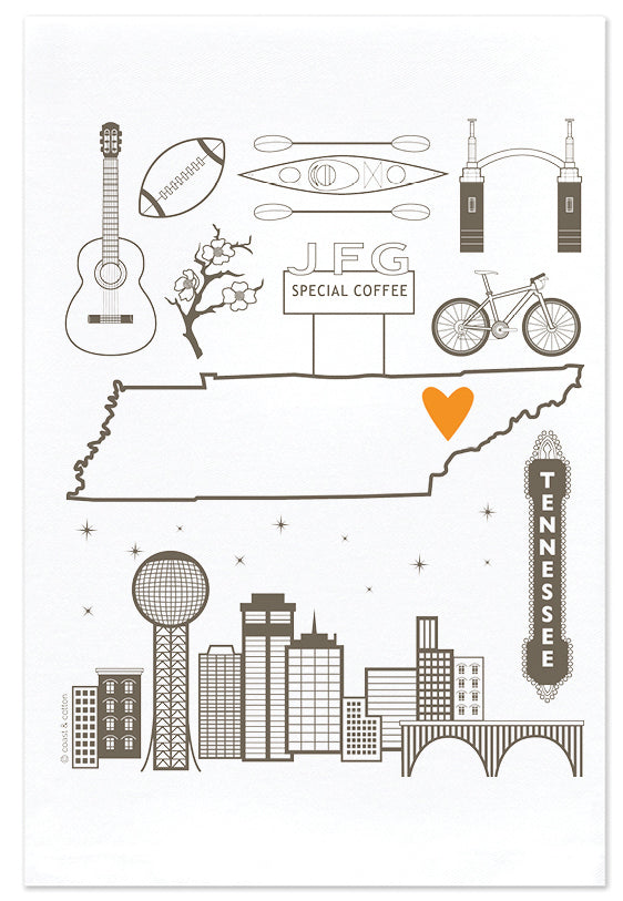 Love My City, Knoxville, TN, Hand Towel