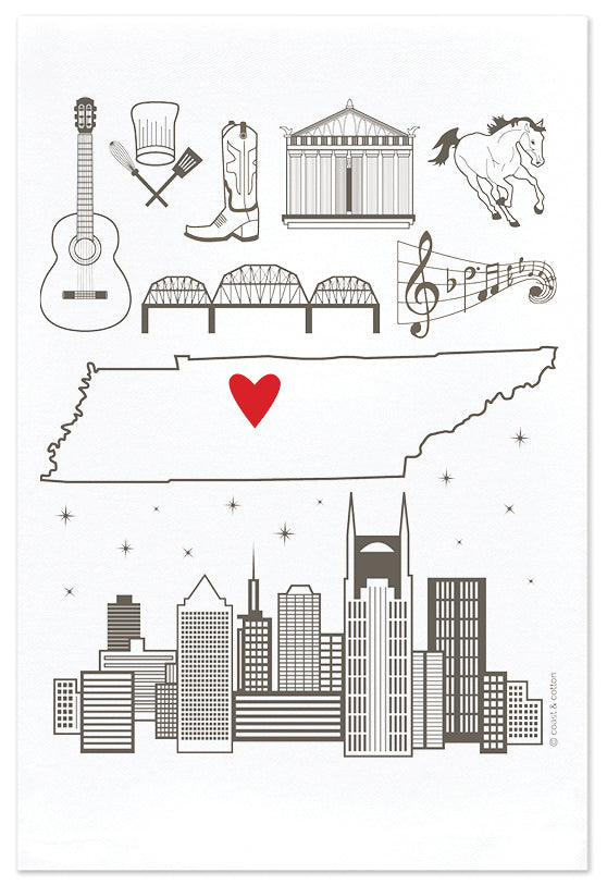Love My City, Nashville, TN, Hand Towel