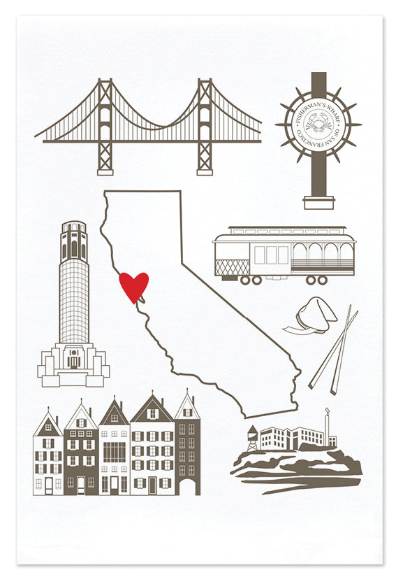 Love My City, San Fransisco, CA, Hand Towel