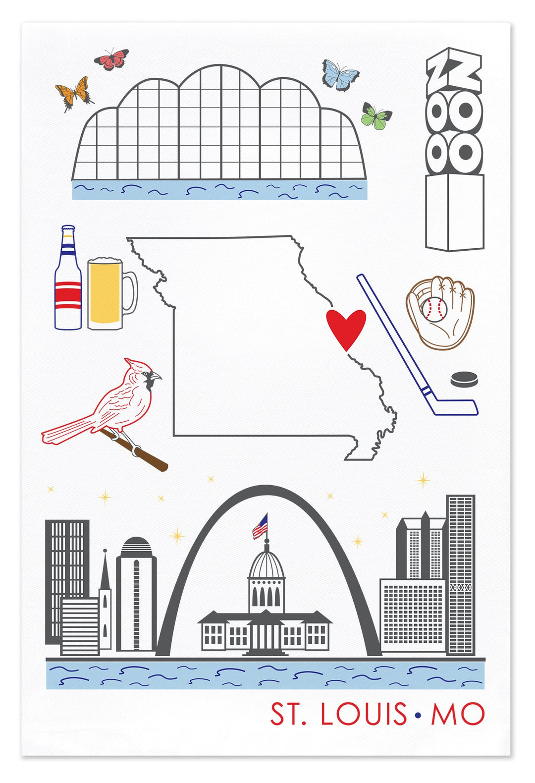 Love My City, St Louis, MO, Hand Towel